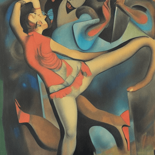 AI generated: painting of dancing woman, otto dix style
