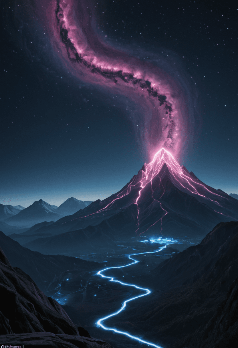 AI generated: Alien-themed An alien city built into the side of a living crystal mountain, its structures glowing ...