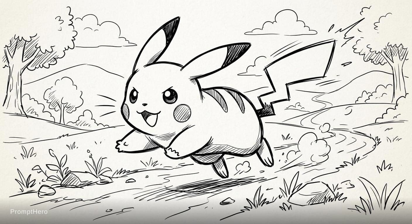 AI generated: Pikachu running 
Sketch R/W 
Toon & Anime 0.8
Coloroing Book 0.6