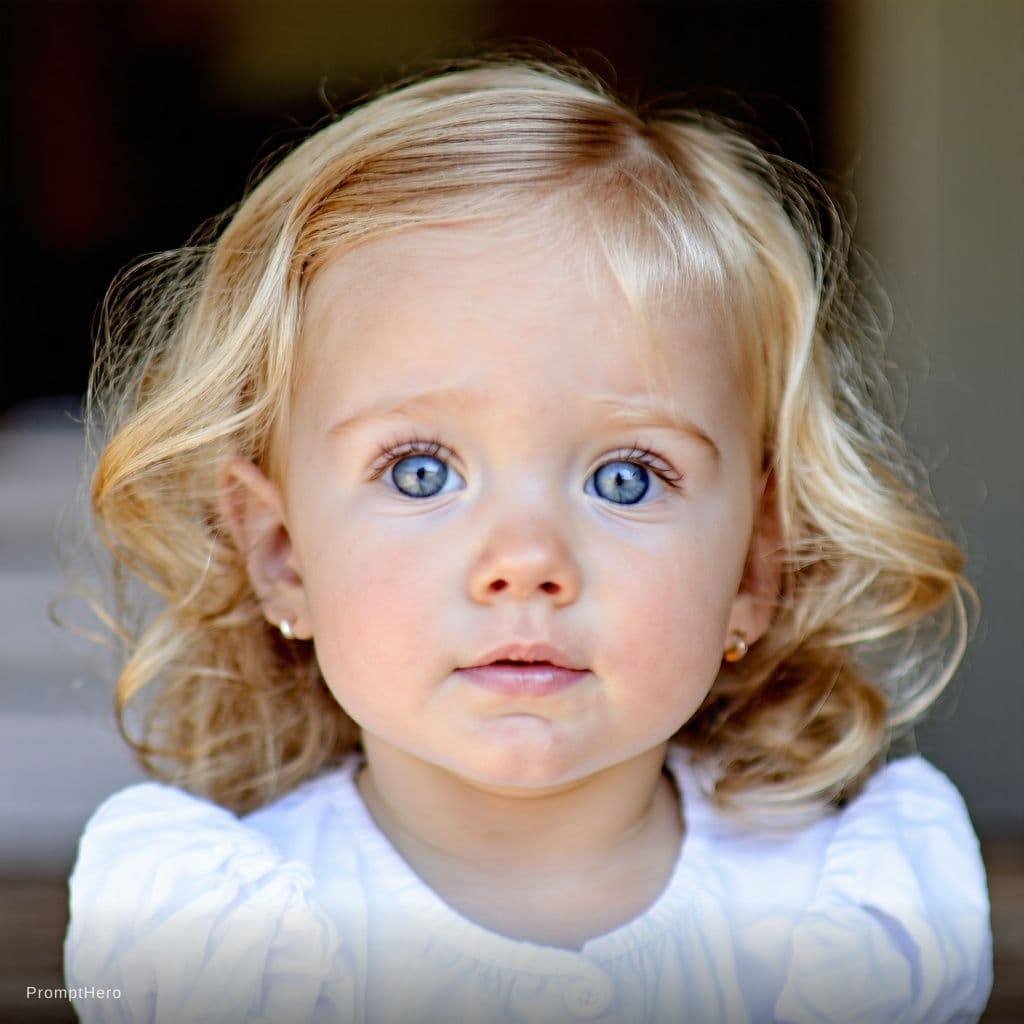 AI generated: blond baby girl with blue eyes