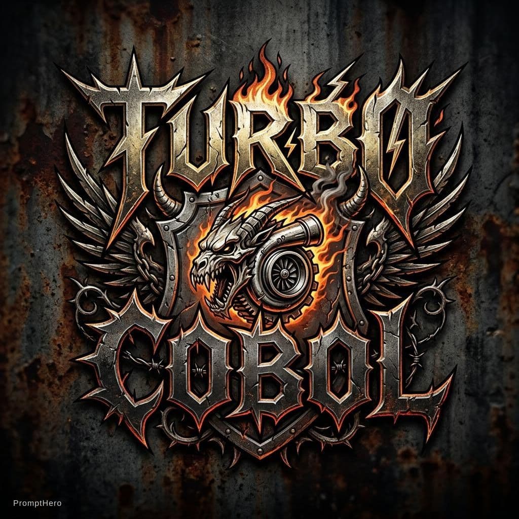 AI generated: logo de turbo cobol heavy metal 
