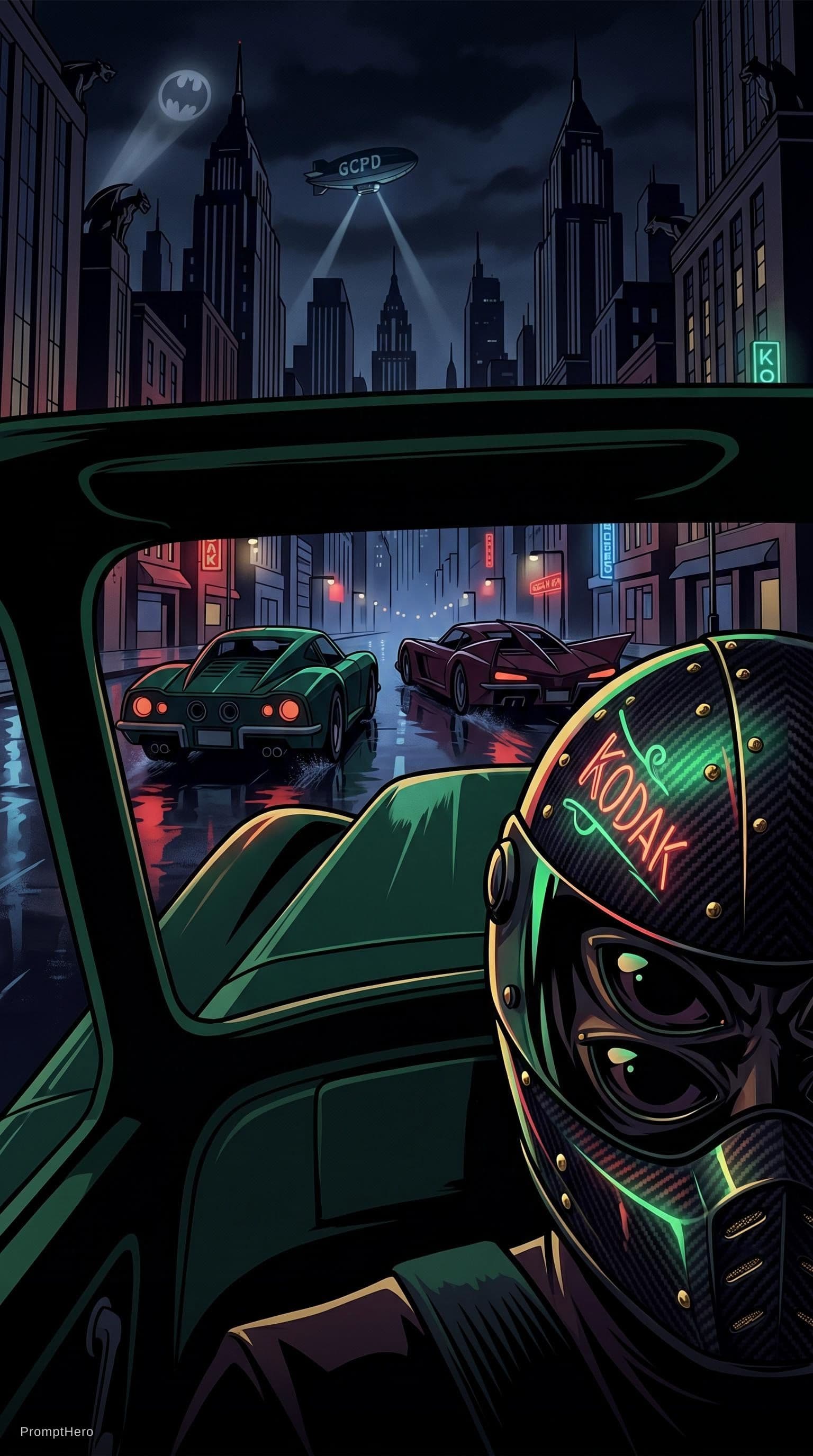 AI generated: {
  "prompt": "A Dark Deco illustration in the unique visual style of 'Batman: The Animated Series' ...