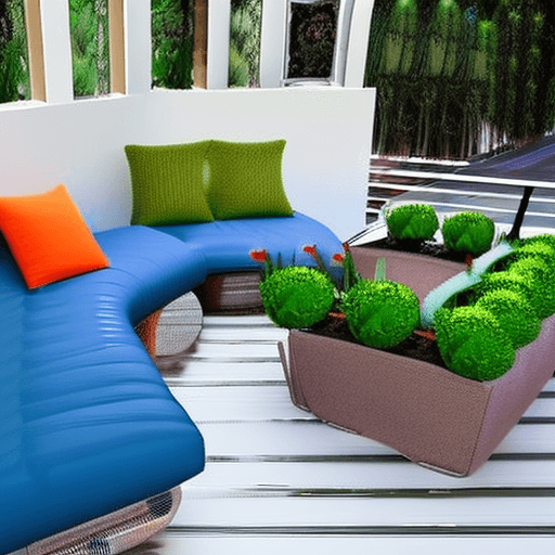 AI generated: high resolution photography landscape design, absolutely open space snack-bar and blended with the g...