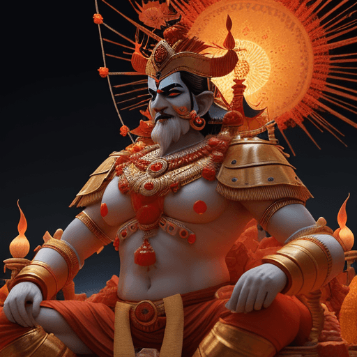 AI generated: 3D rendering of a grand Dussehra celebration scene. The effigy of Ravana should be prominently place...