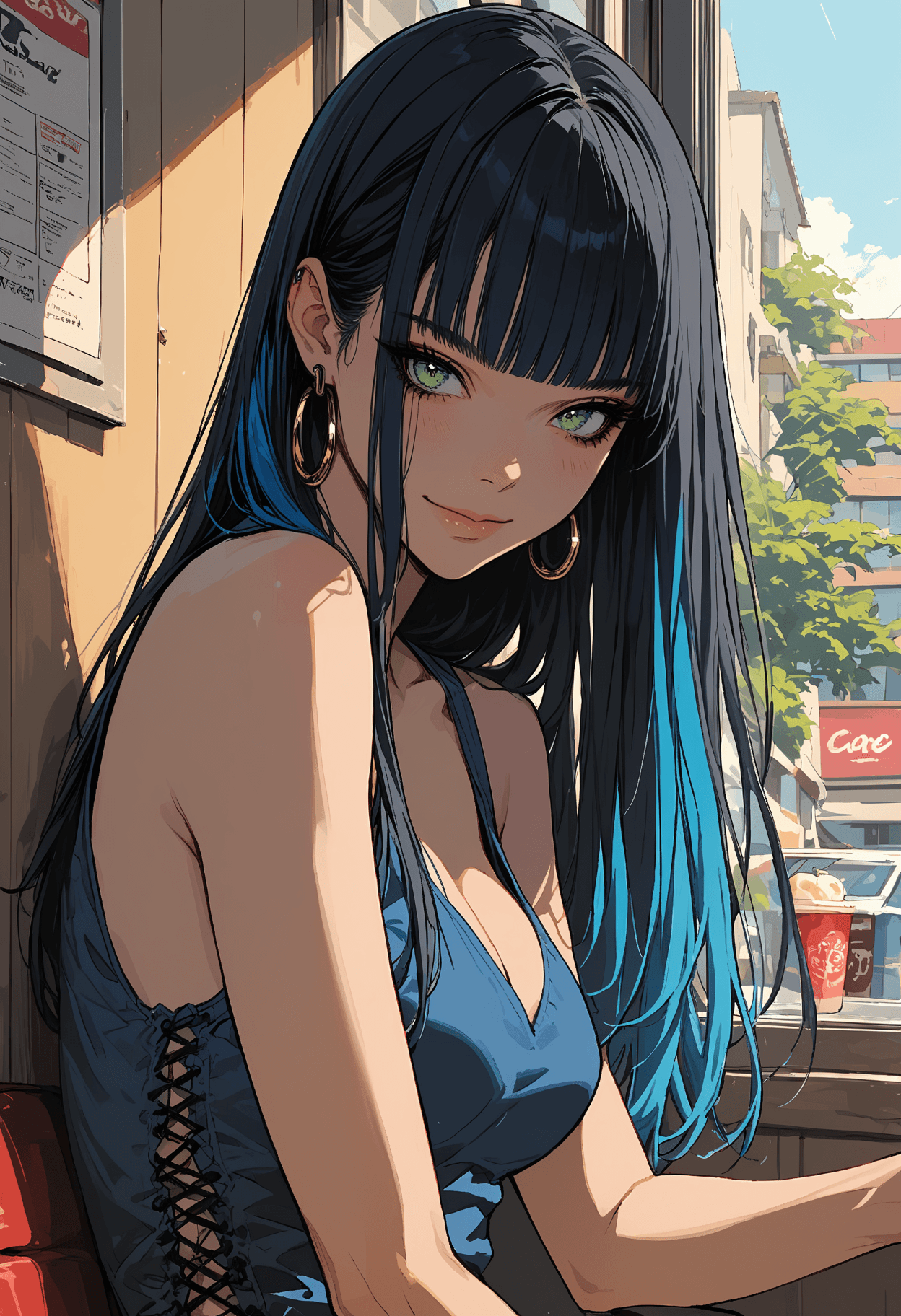 AI generated: score_9, score_8_up, score_7_up,source_anime,1girl,solo,two tone hair,black hair,blue hair,long hair...