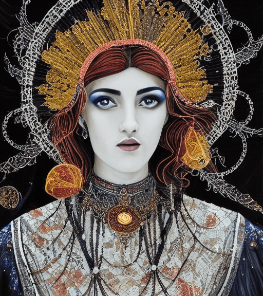 AI generated: high resolution 8k, Balla master painter, Byzantine artwork, 
young lady close up black and white  f...