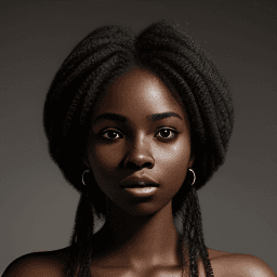 AI generated: Portrait of a young beautiful black heired girl on a light grey background, weared cloth, overcast w...