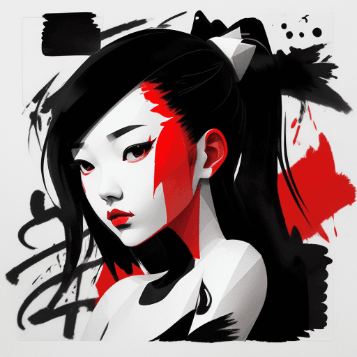 AI generated: aesthetic, 2 tone, black and white, simplified shapes, figurative, style mix of acrylic painting, wa...