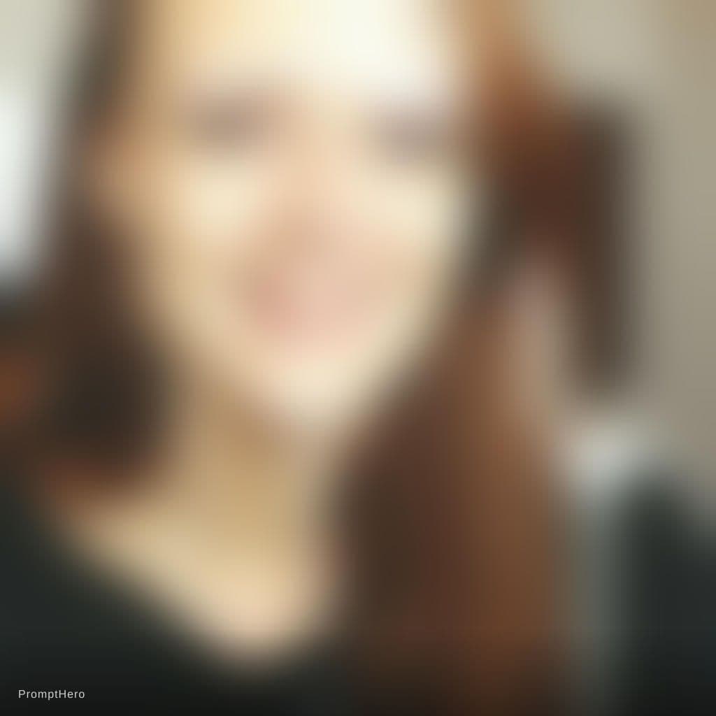 AI generated: The image is a close-up of an adult woman’s face. She has light-colored eyes and reddish-brown hair....