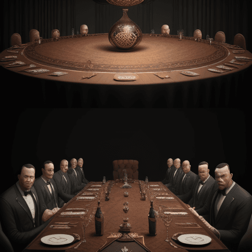 AI generated: mafia,12person,table,mafia game, intricate artwork . octane render, trending on artstation,t symmetr...