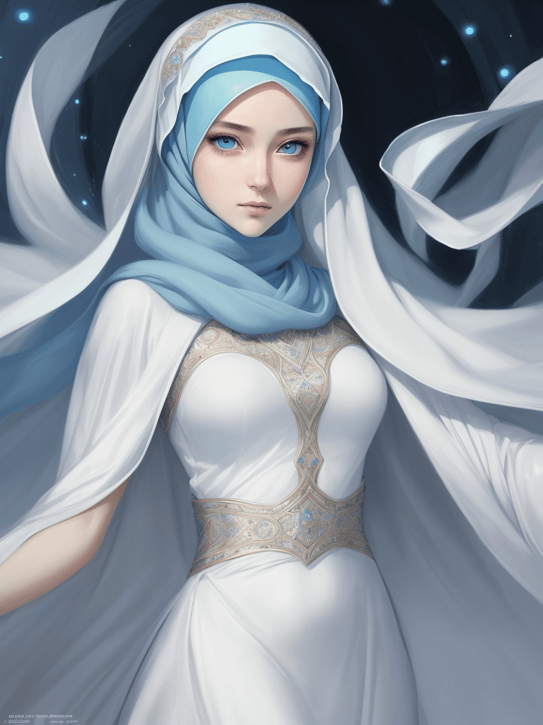 AI generated: best quality, masterpiece, (realistic:1.2), luminate, beautiful muslim, manhua art, hijab, twirling ...