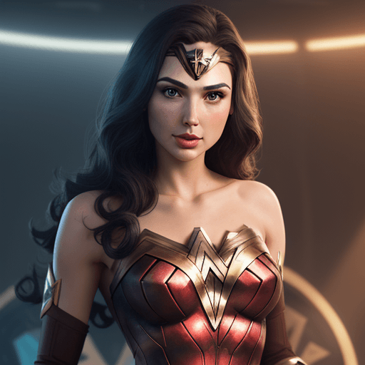 AI generated: flat illustration, logo gal gadot wonder woman actress illustration, oa planet, cinematic illustrati...