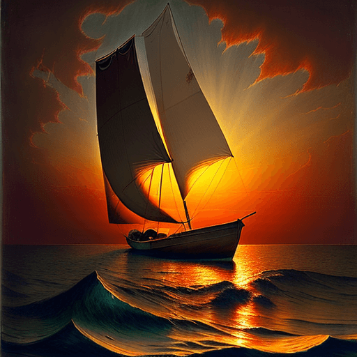 AI generated: a boat sitting in the water during sunset, in the style of agostino arrivabene, calm and serene beau...