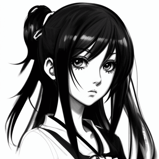 AI generated: Girl ,anime ,sketch, black and withe,unfinished strokes