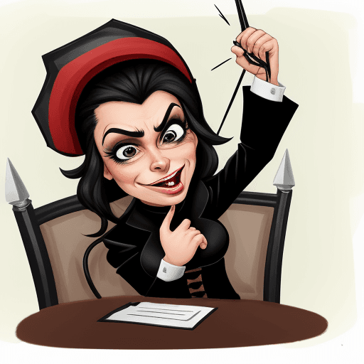 AI generated: Annoyed presenter Datena hits a caricatured bandit on the head with a chair
