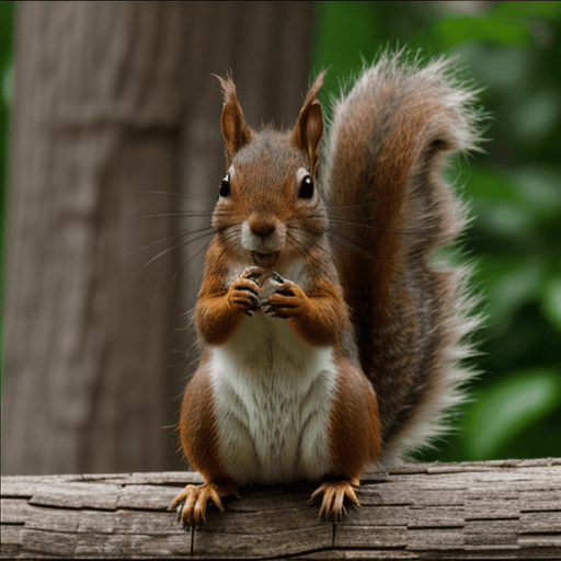 AI generated: happy squirrel with some nuts