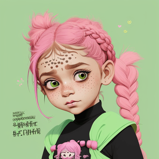 AI generated: An Doodle style illustration of a quirky girl 5 year old  like chutki from chhota bheem animation
 w...