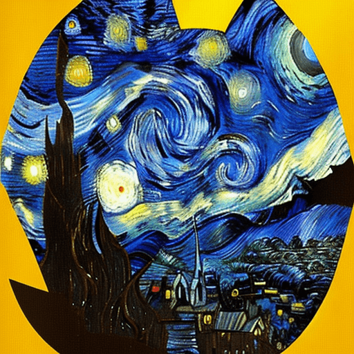 AI generated: Batman with a background on Starry Night