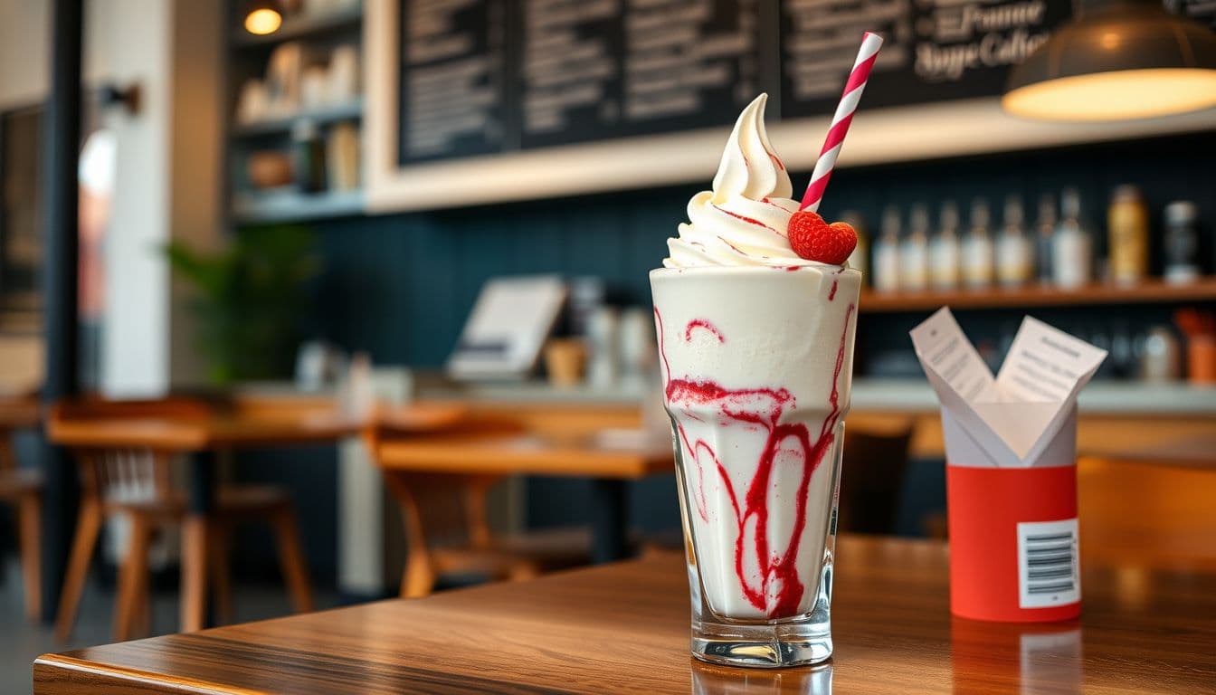 AI generated: ice cream shake in a cafe