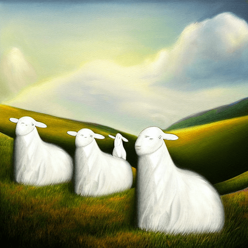 AI generated: white sheap , heaven , artwork 