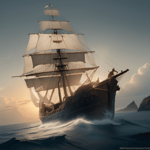 AI generated: Photo of a ultra realistic sailing ship, dramatic light, pale sunrise, cinematic lighting, battered,...