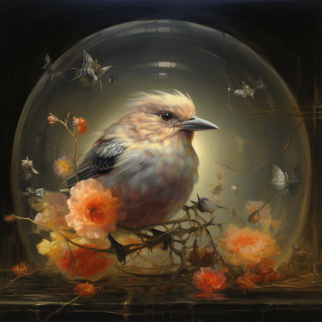 AI generated: By Martin Wittfooth and rosa bonheur, pure Delicate Thoughts, Broken Glass effect, no background, st...