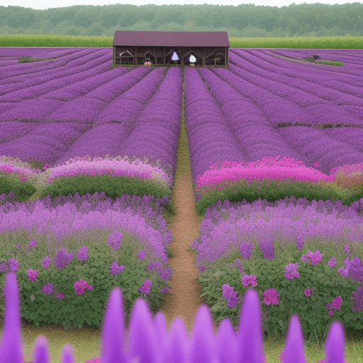 AI generated: flower farm color purple 