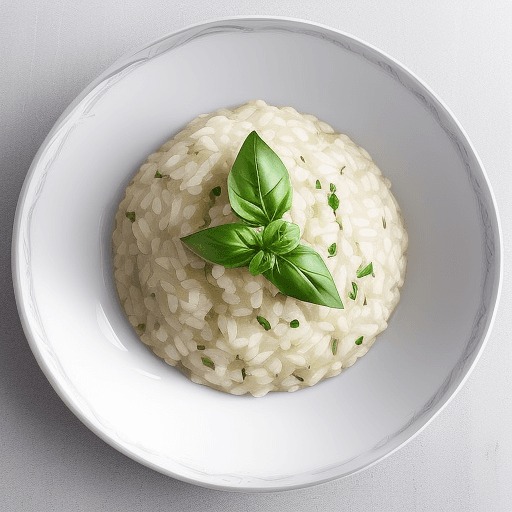 AI generated: Generate an image of a sophisticated risotto dish, elegantly presented. The risotto should be creamy...