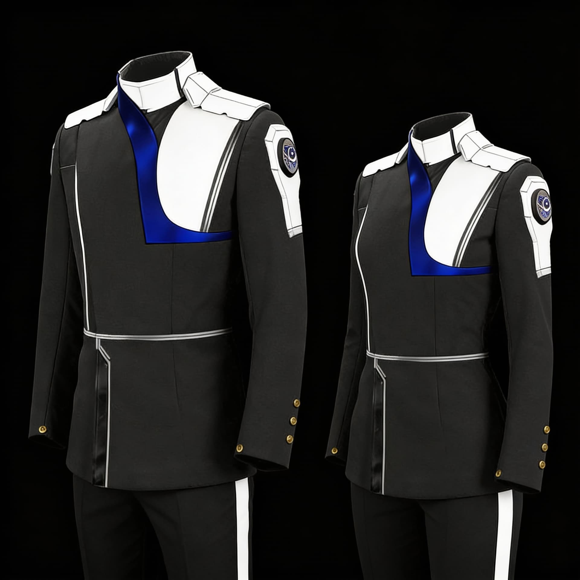 AI generated: Create a Sci-Fi Command uniform. Use the reference image and turn all silver to White. The color of ...
