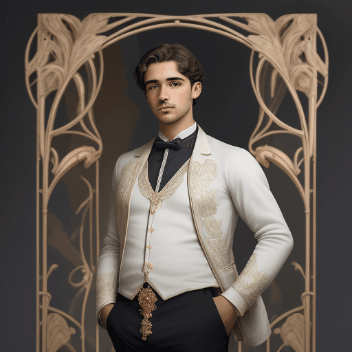 AI generated: Retrato de un atractivo joven de la nobleza francesa. La obra de arte está impregnada de elementos d...