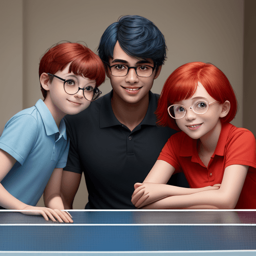 AI generated: High resolution photography interior design, table tennis match two youngs, boy and girl, inspired b...