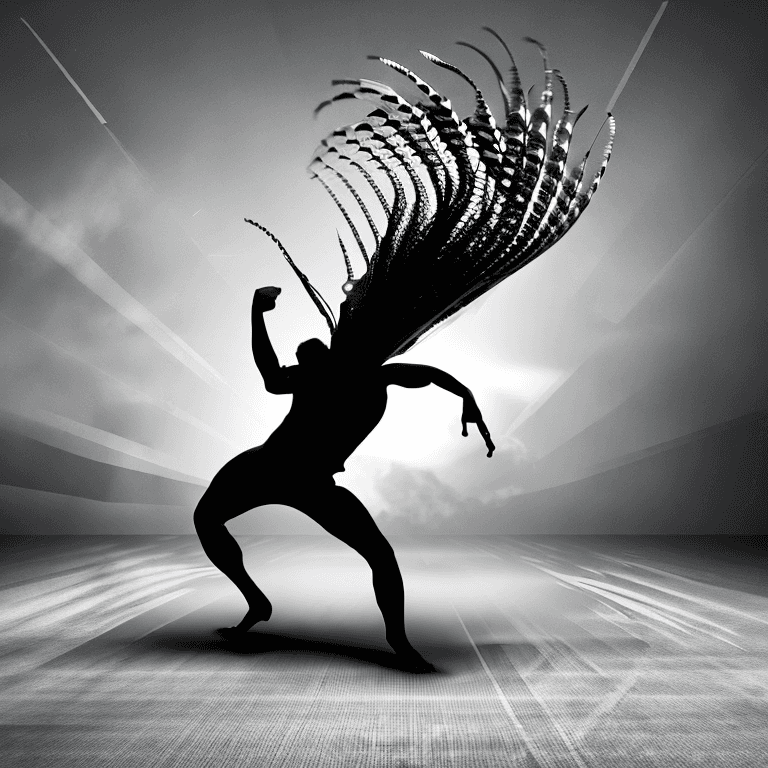 AI generated: concept art of a vector illustration png with a dancing maggot black and white