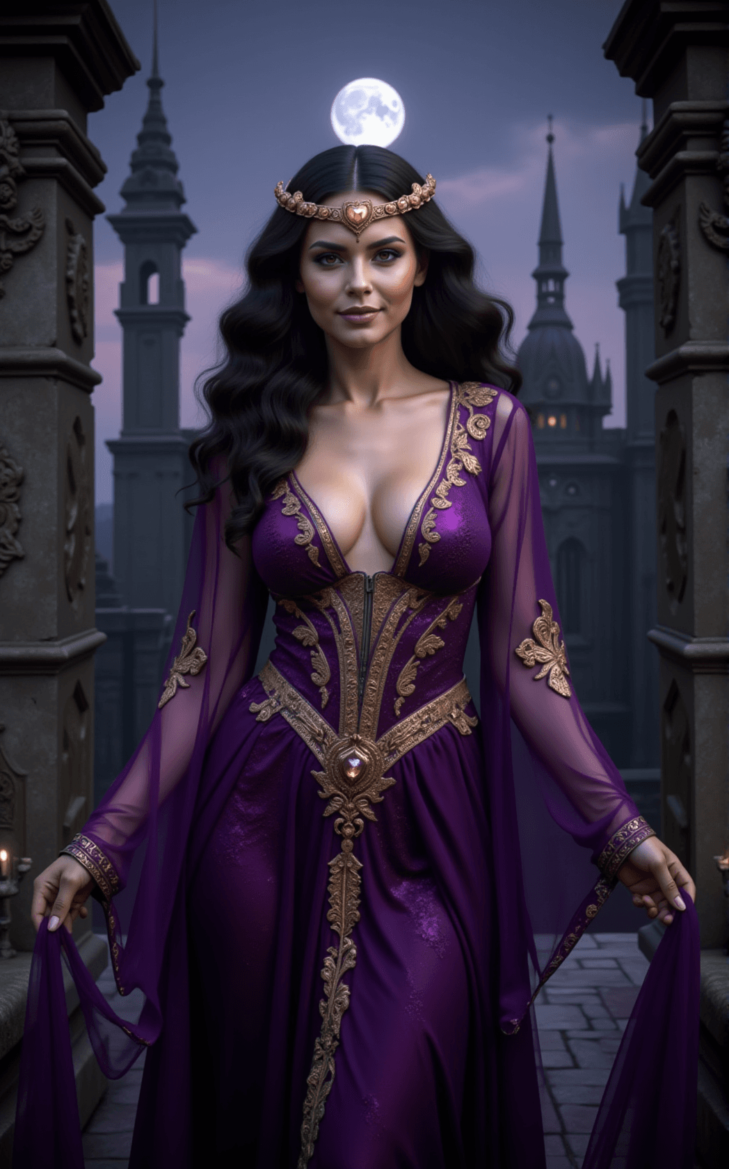 AI generated: an ultra detailed photography of Morgan Le Fay, the enchantress from Arthurian legend, depicted in a...