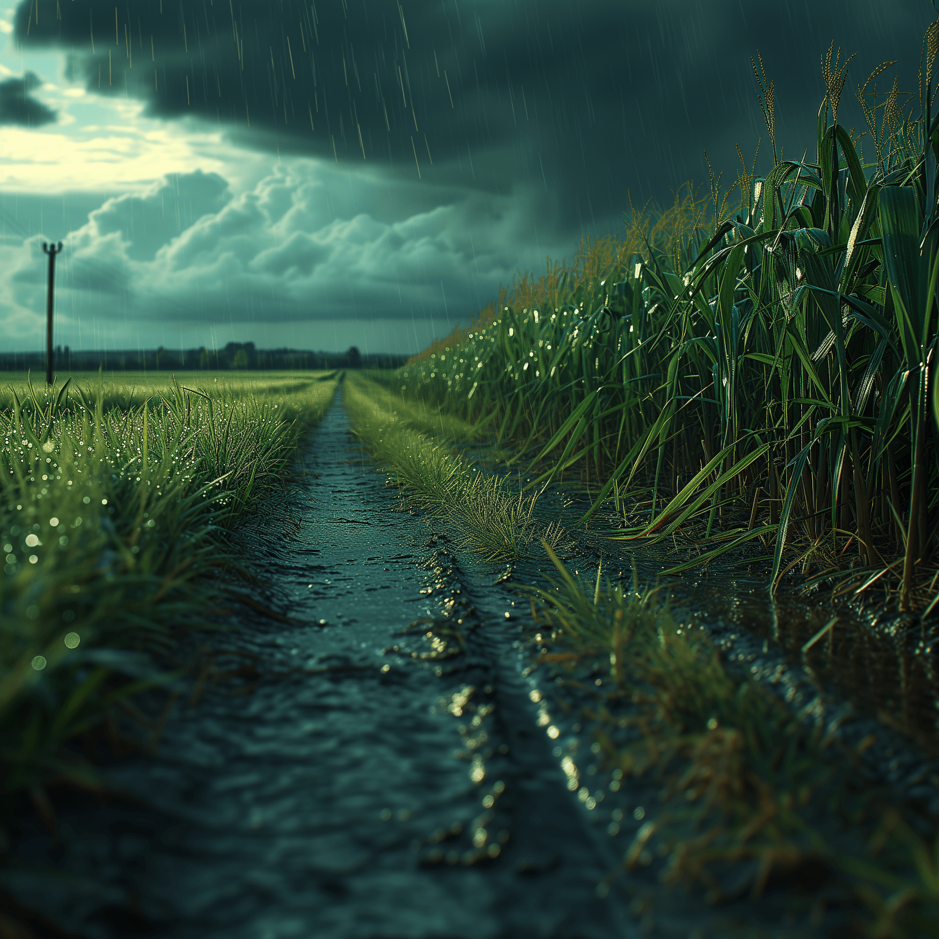 AI generated: Dark and green landscape embodying elements of psychology and manipulation, strong contrast between ...