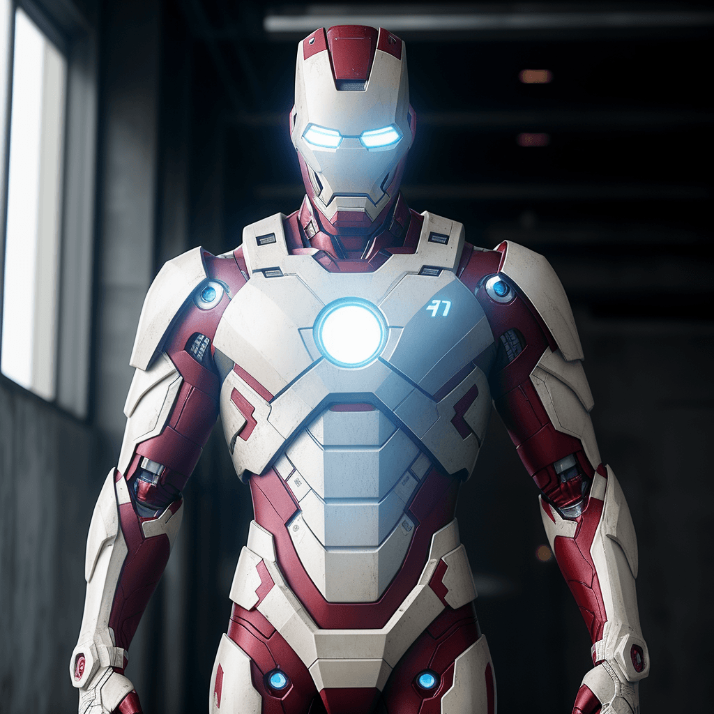 AI generated: albino ironman, albino suit