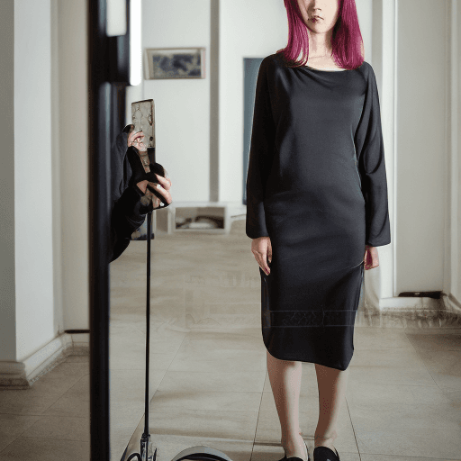 AI generated: High resolution photography of a woman in front of a mirror, using her mobile for taking a selfie, i...