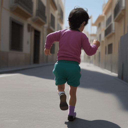 AI generated: niño pensativo , andando con las manos en los bolsillos, andando rapido mirando al suelo , resignaci...
