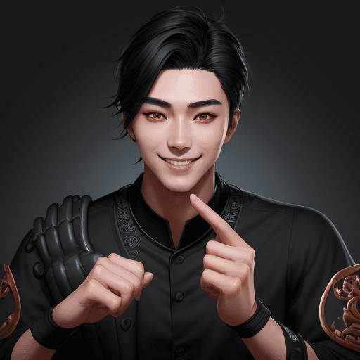 AI generated: a highly detailed illustration of young attractive black haired attractive japanese man wearing blac...