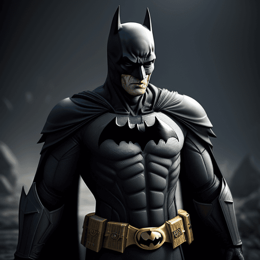 AI generated: a picture of the batman in his armor, in the style of elaborate gilding, rendered in cinema4d, angur...