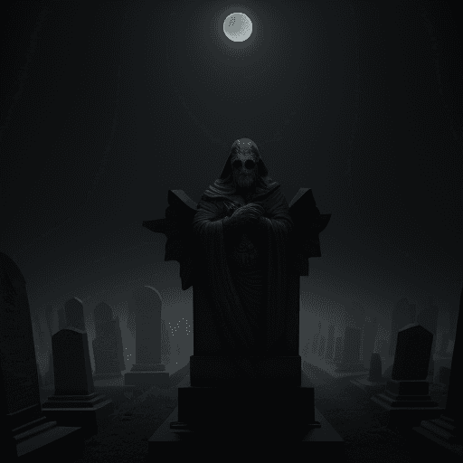 AI generated: Fotografia ultrarealista de un mago del dnd en un cementerio con esqueletos saliendo de sus tumbas, ...