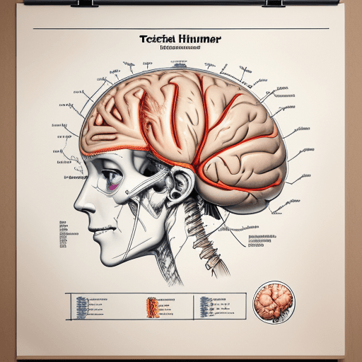 AI generated: anatomy poster of human brain::  technical drawing:: infographic:: engineering blueprints:: handwrit...
