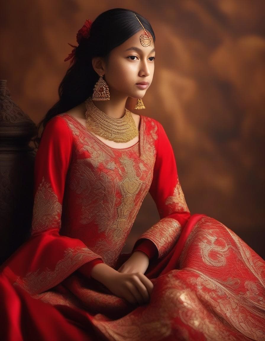 AI generated: red dress is a breathtaking masterpiece that demands attention from every onlooker. This stunning pi...
