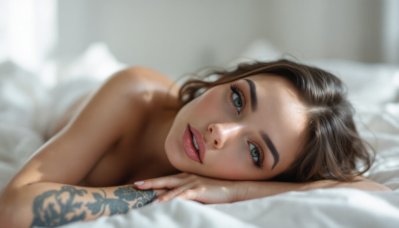 AI generated: full view hyper realistic image  of a curvy white woman, same face as Madison Beer, height (180 cm),...