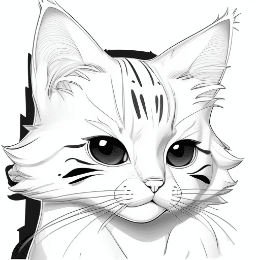 AI generated: portrait of a Cat head and shoulders, b&w outline art for kids coloring book page, Kids coloring pag...