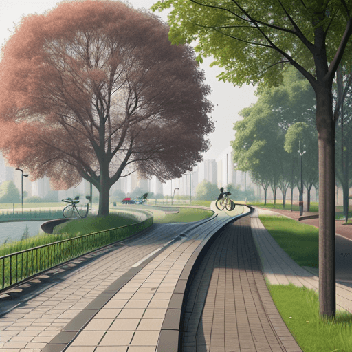 AI generated: 

large park with cycle path with polluted air 8k, 