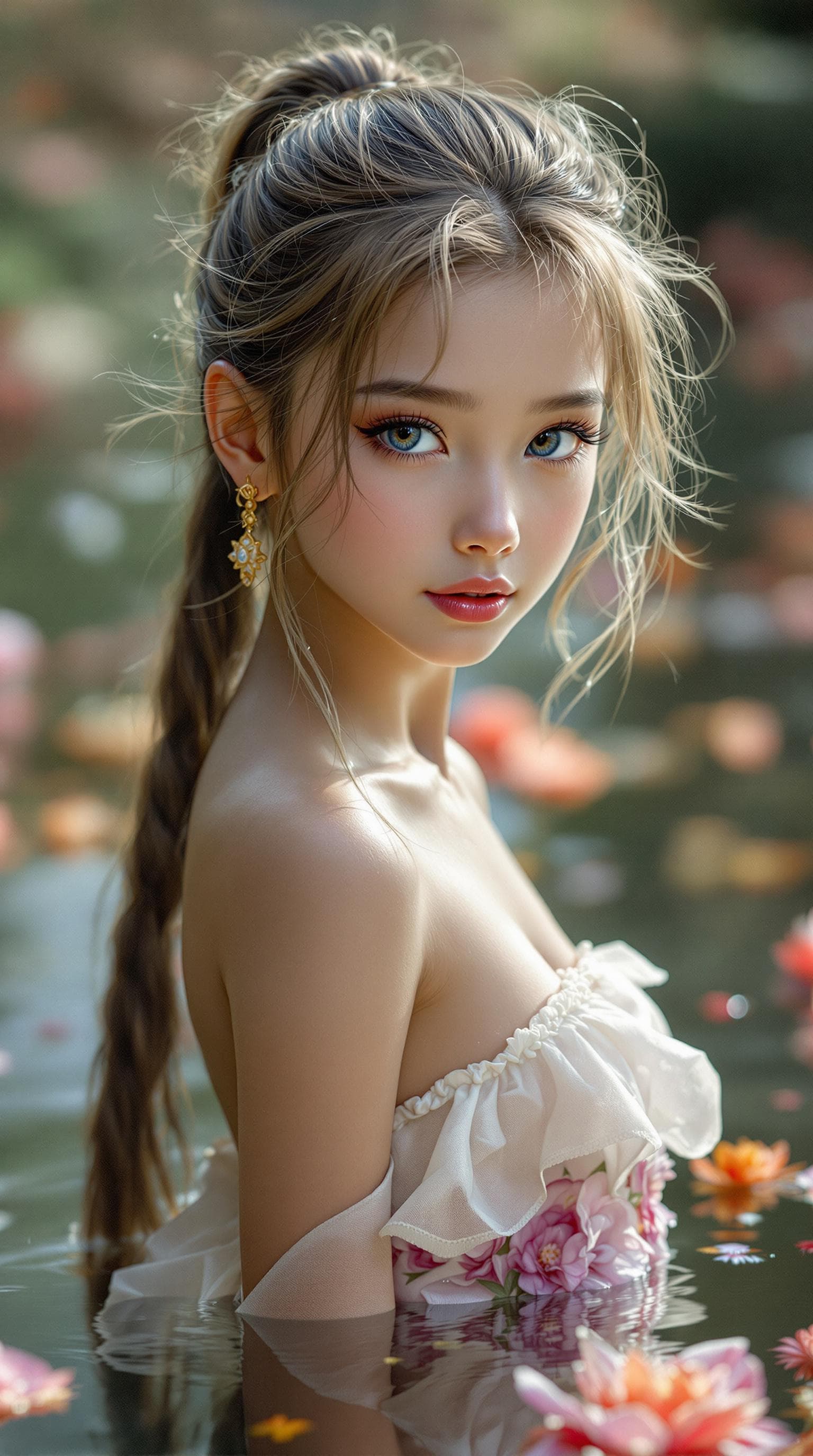AI generated: a professional photo of a exceptionally beautiful girl in the world (age 11), (eleven year old), tin...