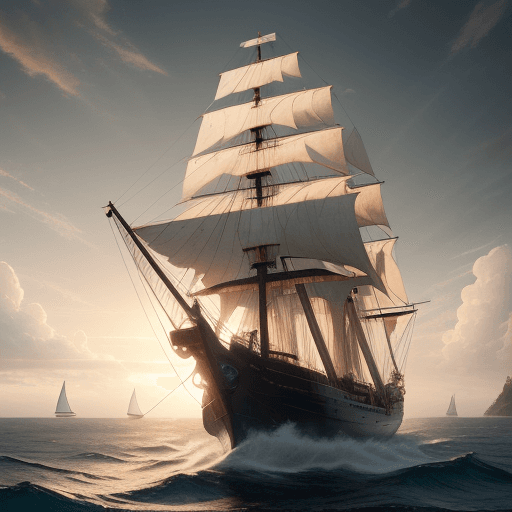 AI generated: Photo of a ultra realistic sailing ship, dramatic light, pale sunrise, cinematic lighting, battered,...