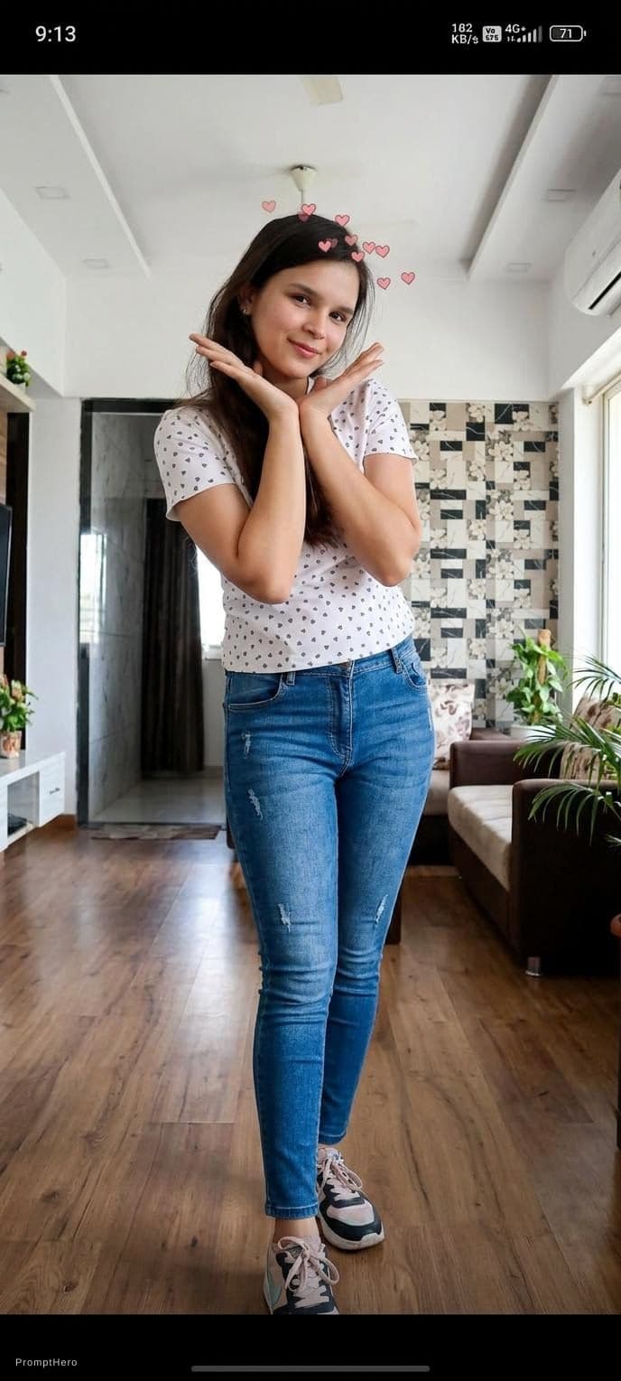 AI generated: Show her full body with face in this dress and a jean