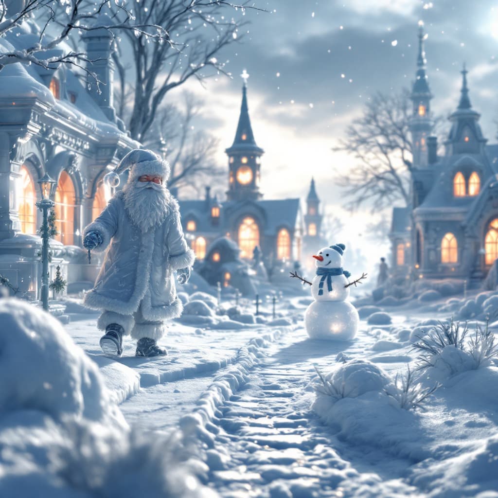 AI generated: 3D render of a photorealistic image of the city of ice Victorian Paris. Ice fairytale sculptures of ...