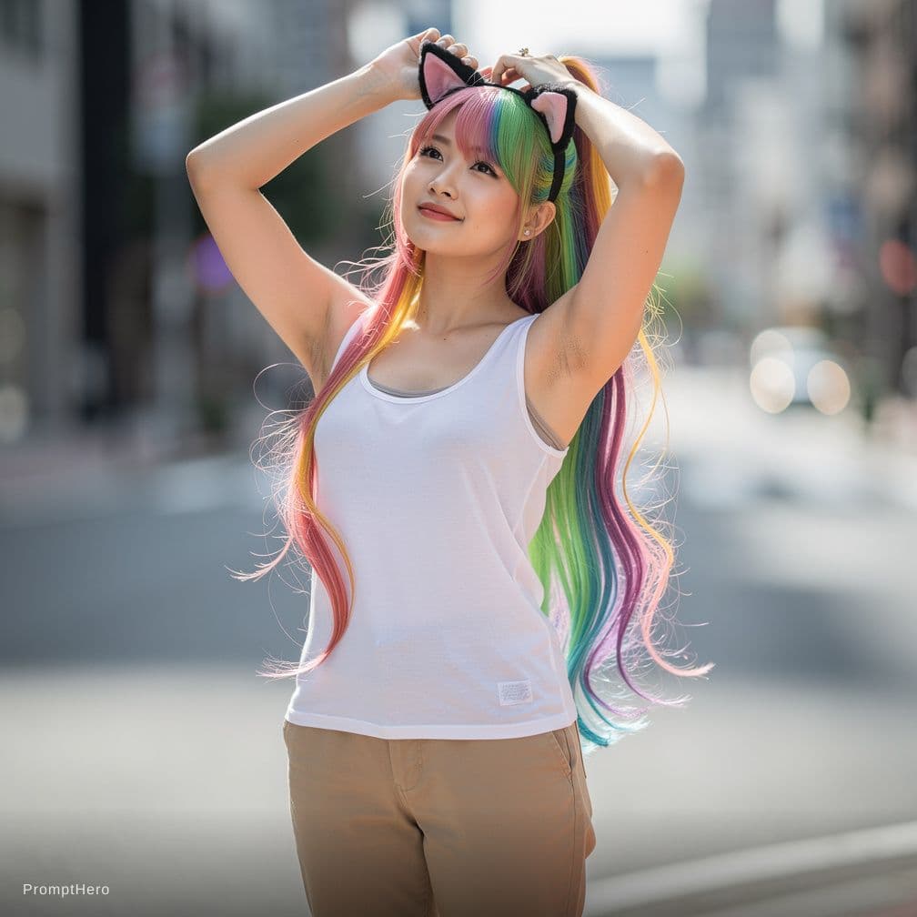 AI generated: 1 female, Japanese, [armpit hair v1], hairy armpits, long armpit hair, black (armpit hair:1.5), armp...